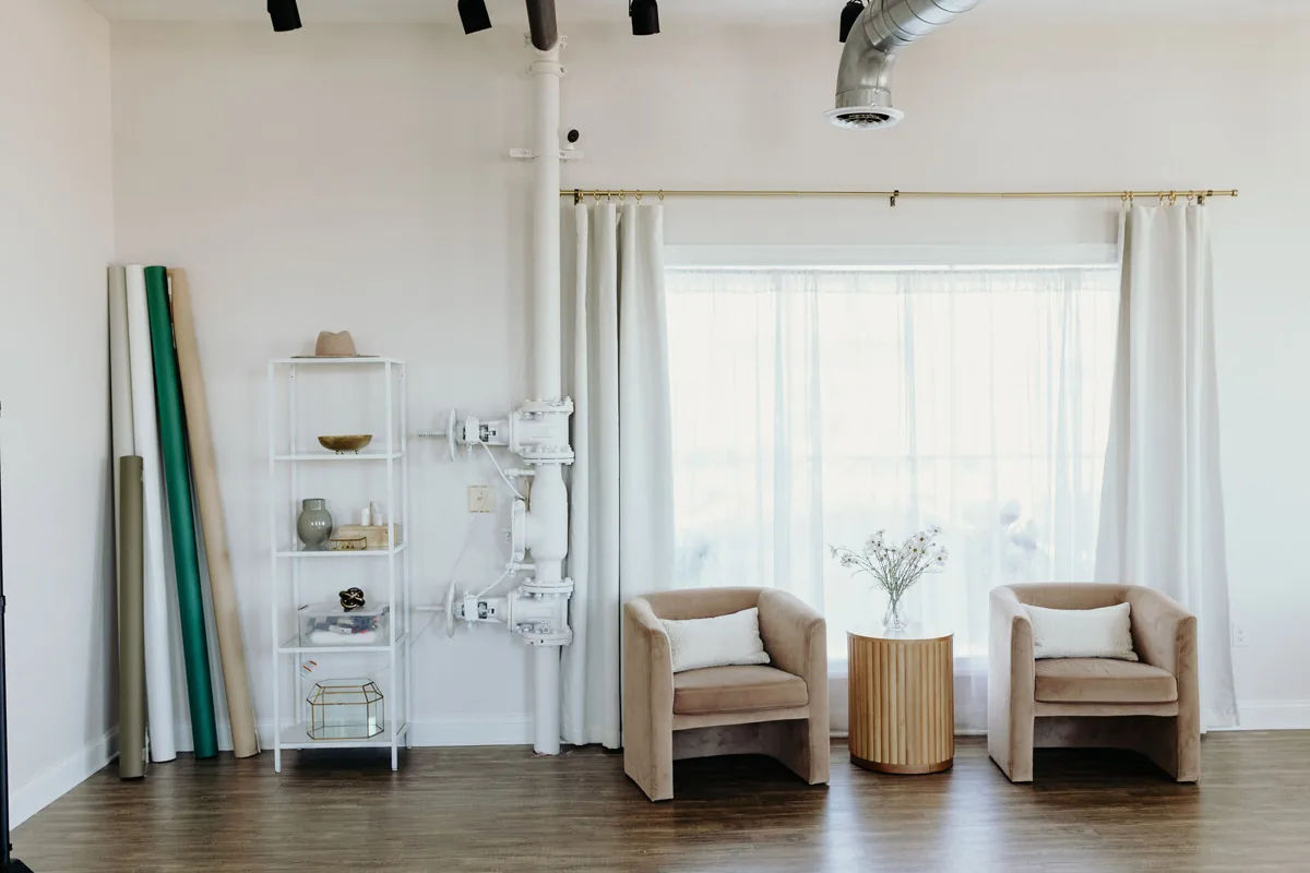Petit Social Studio interior, a styled natural-light photo studio in Delaware City